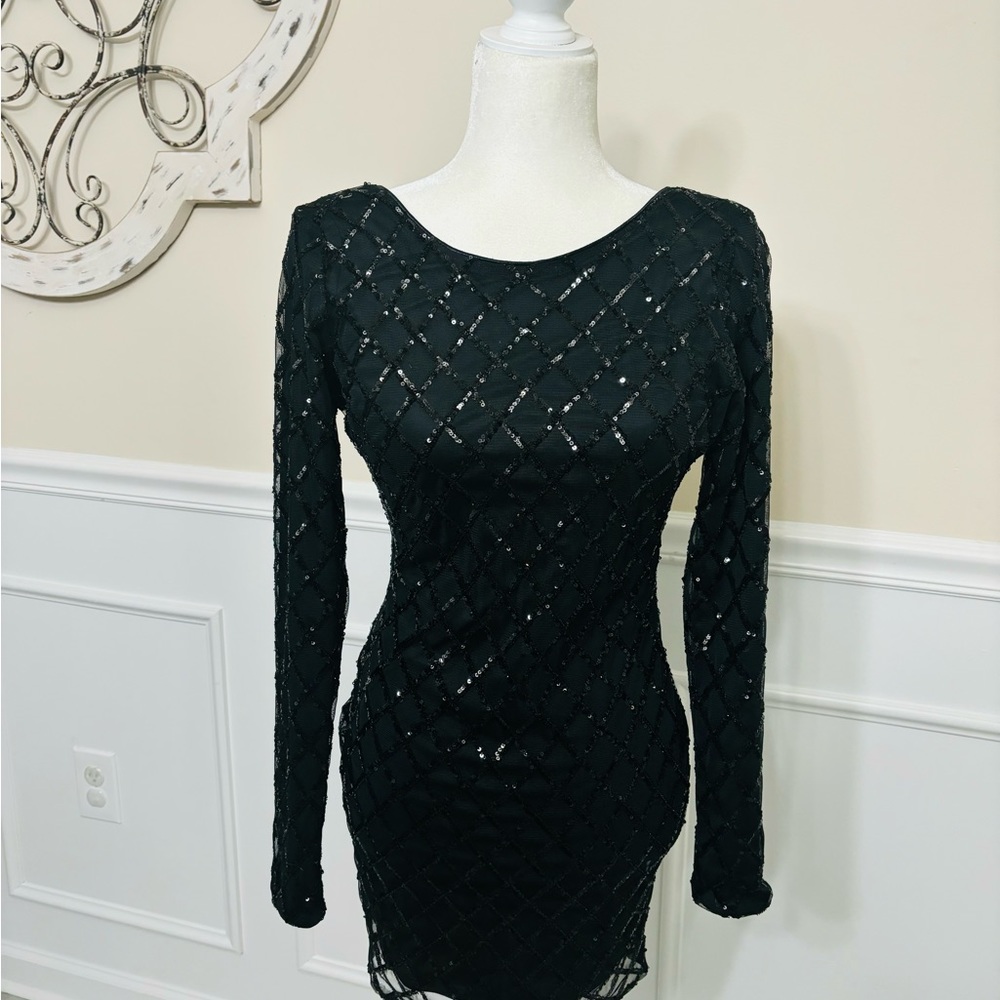 Long Sleeve Sequin Mini Dress